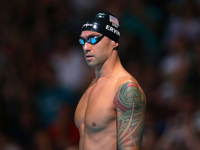 BARCELONA, SPAIN - AUGUST 02: Anthony Ervin of the USA pepares to compete in the Swimming Men's Freestyle 50m Semifinal heat 2 on day fourteen of the 15th FINA World Championships at Palau Sant Jordi on August 2, 2013 in Barcelona, Spain. (Photo by Clive Rose/Getty Images)